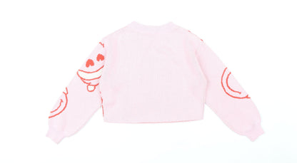 H&M Girls Pink Pullover Jumper, 9-10 Years, Autumn Winter