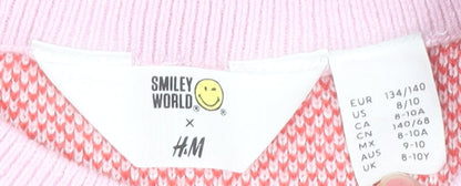 H&M Girls Pink Pullover Jumper, 9-10 Years, Autumn Winter