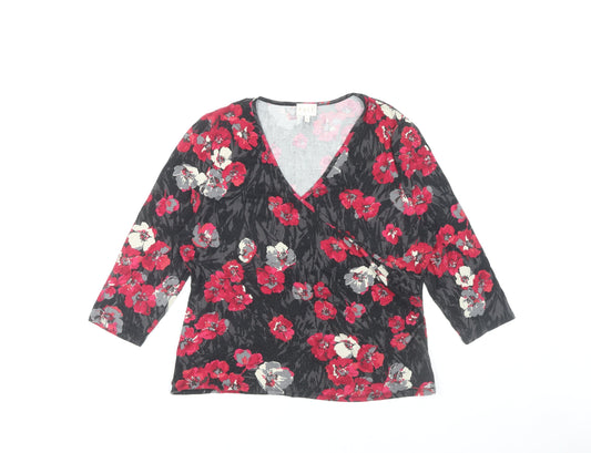 East Women's Floral Wrap Blouse, Multicoloured, Size 18