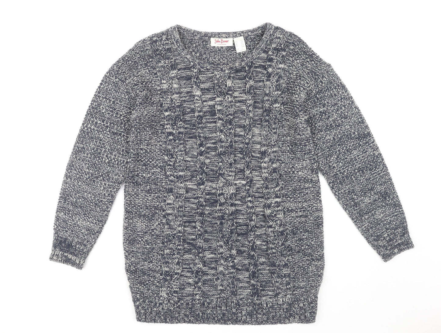 John Baner Men's Blue Cable-Knit Pullover Jumper S