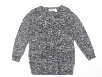 John Baner Men's Blue Cable-Knit Pullover Jumper S