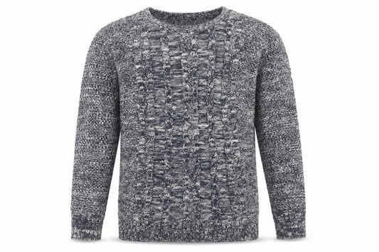 John Baner Men's Blue Cable-Knit Pullover Jumper S