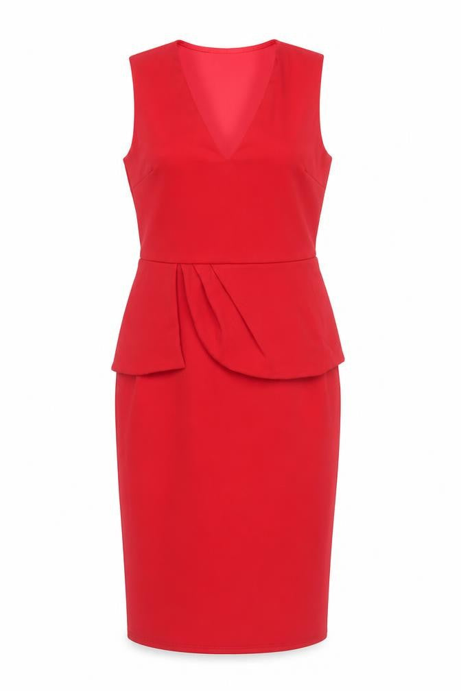 Boohoo Women's Red Pencil Dress Size 12 Peplum Style