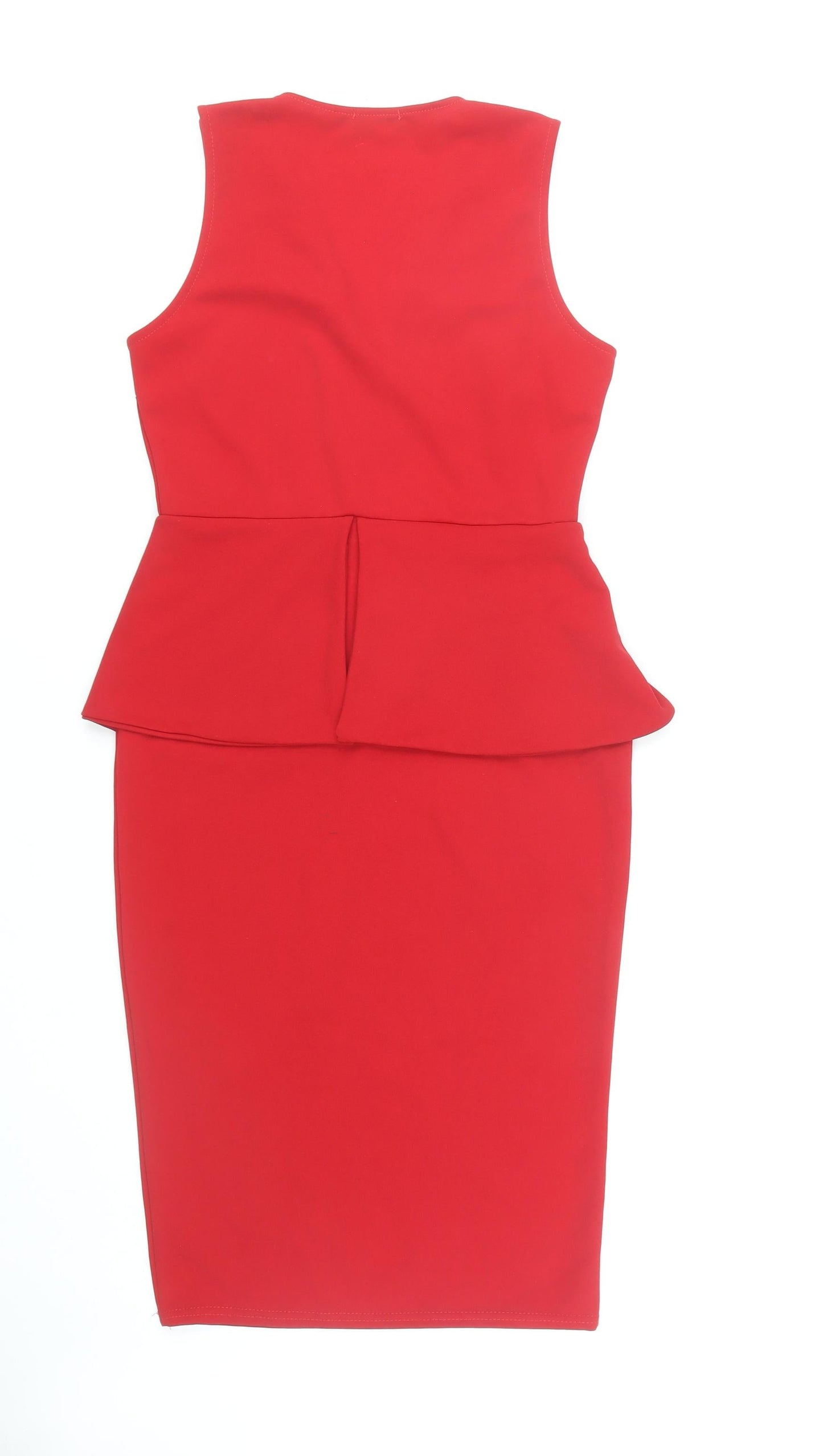 Boohoo Women's Red Pencil Dress Size 12 Peplum Style