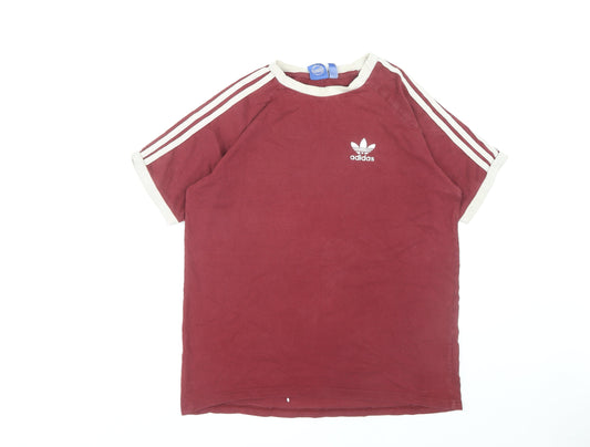 Adidas Men's Red Logo Crew Neck M T-Shirt