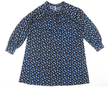 Next Women's Black Blue Floral Shift Dress Size 20