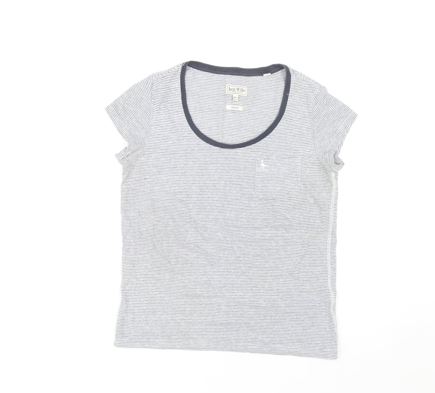 Jack Wills Women's Blue Striped T-Shirt Size 4