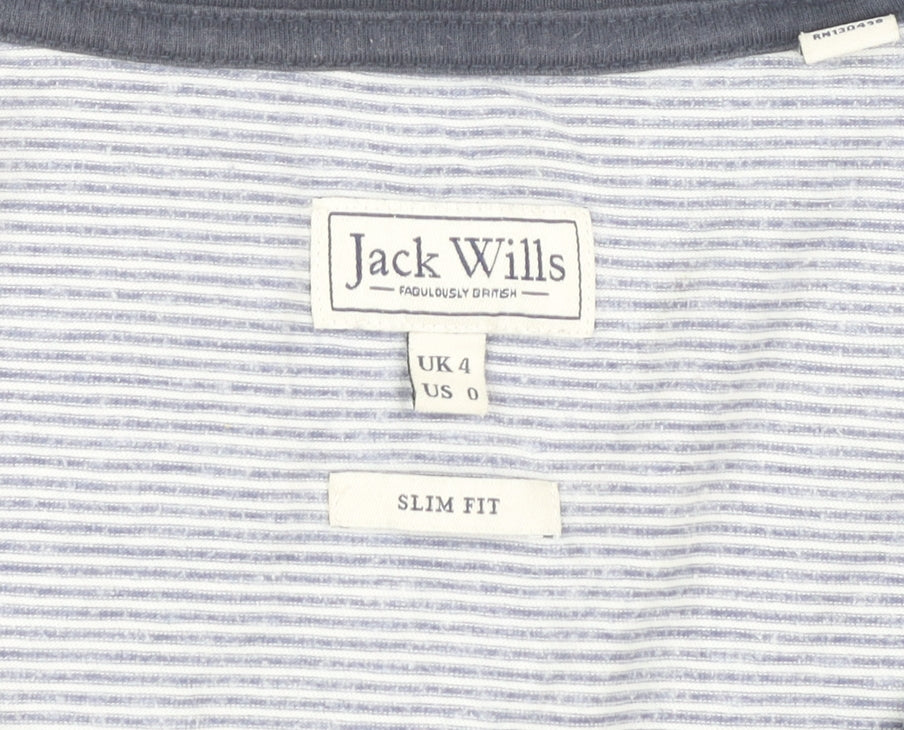 Jack Wills Women's Blue Striped T-Shirt Size 4