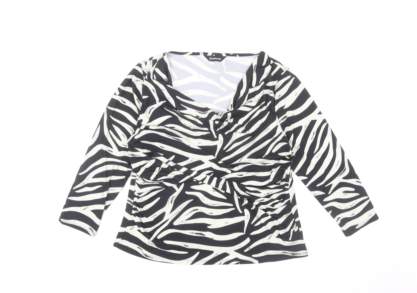 Womens UK Size 14 Kaleidoscope Black Wrap Blouse