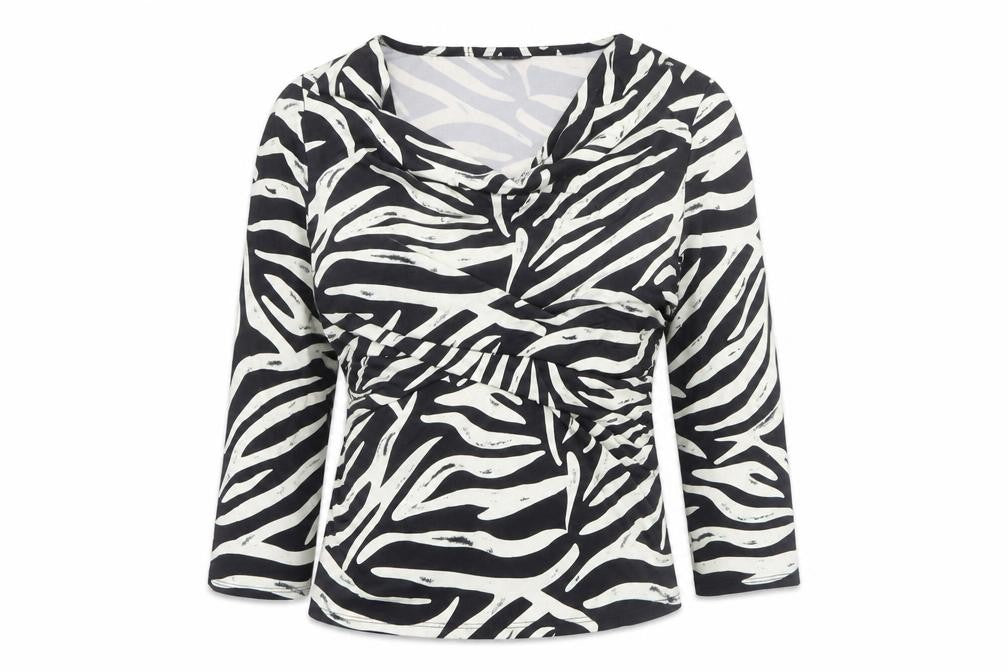 Womens UK Size 14 Kaleidoscope Black Wrap Blouse