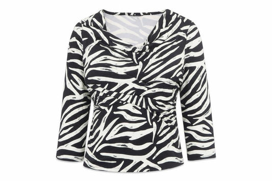 Womens UK Size 14 Kaleidoscope Black Wrap Blouse