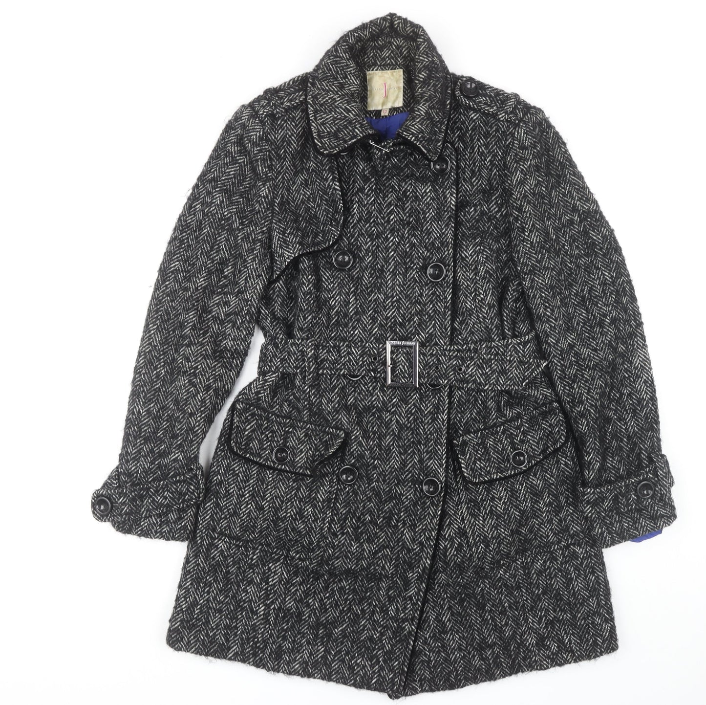 Womens UK Size 12 Jasper Conran Black Trench Coat