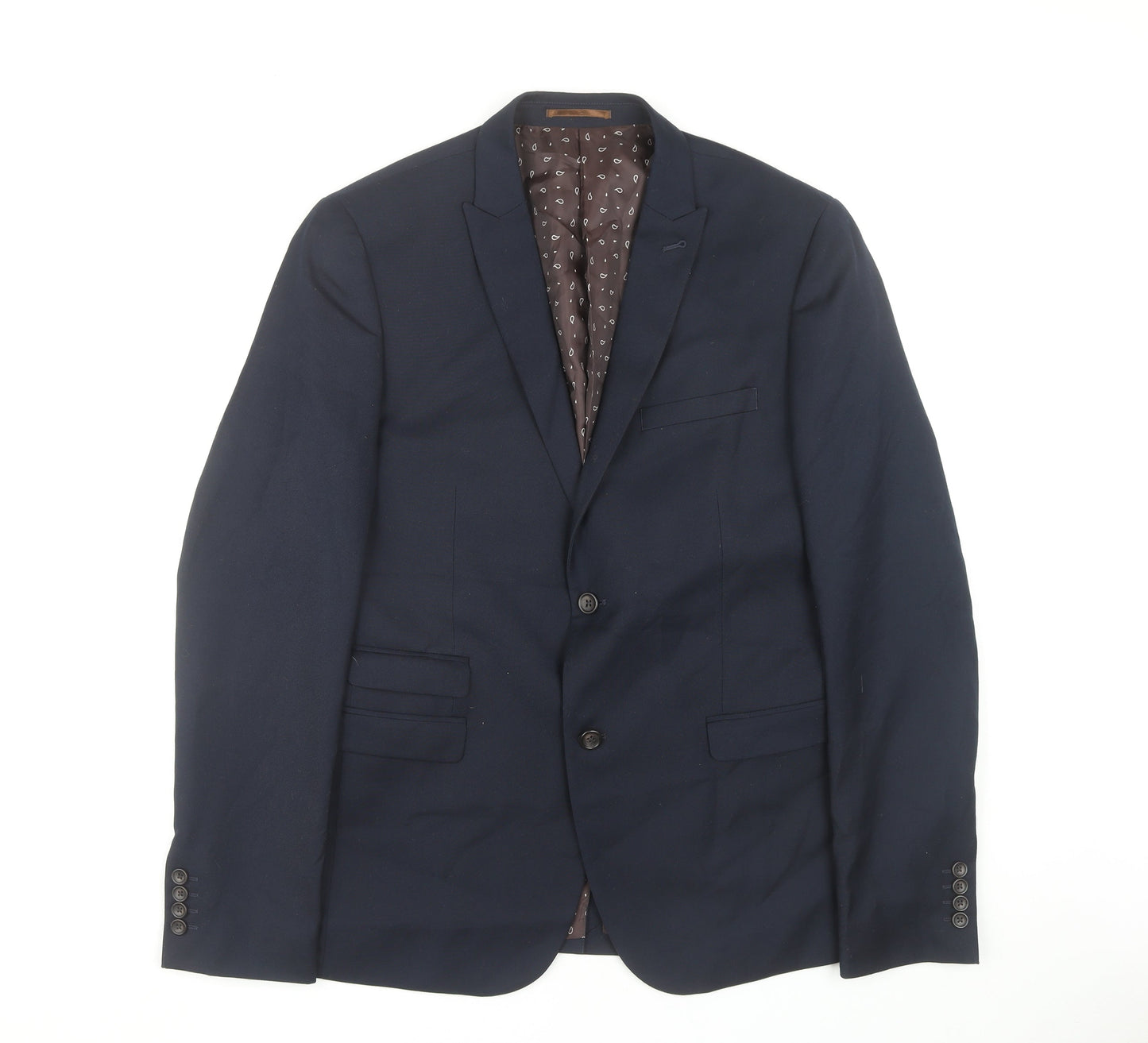 Next Men's Blue Long Blazer 42 Single-Breasted Jacket