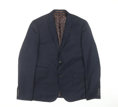 Next Men's Blue Long Blazer 42 Single-Breasted Jacket