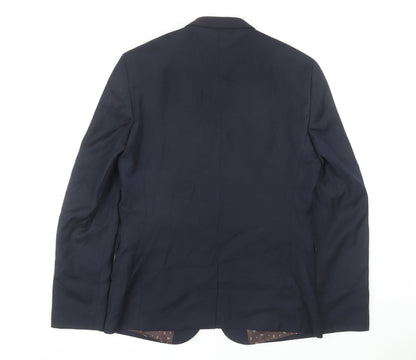 Next Men's Blue Long Blazer 42 Single-Breasted Jacket