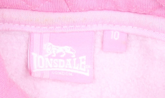 Lonsdale Women's Pink Hoodie, Size 10, Casual Wear