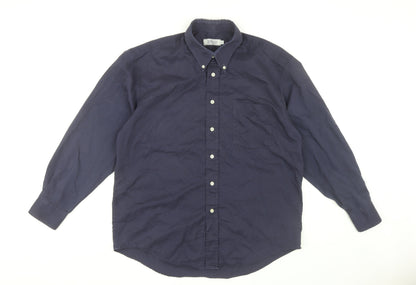 Zantos Men's Navy Cotton Button-Up Shirt - Size L