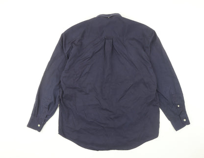 Zantos Men's Navy Cotton Button-Up Shirt - Size L
