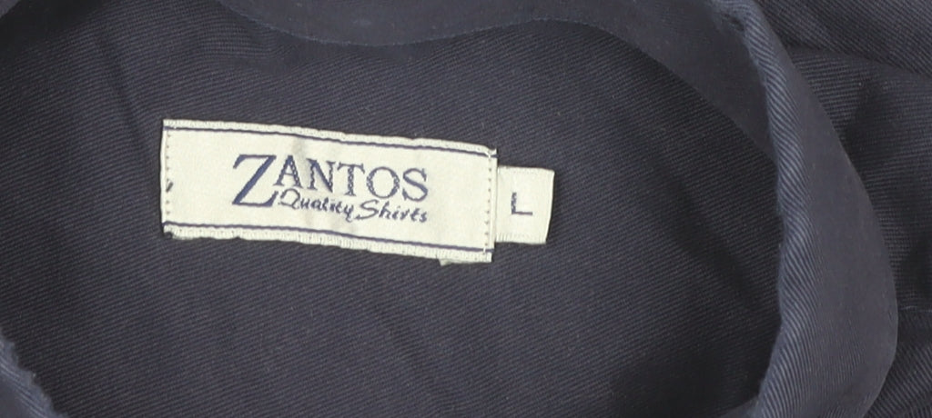 Zantos Men's Navy Cotton Button-Up Shirt - Size L