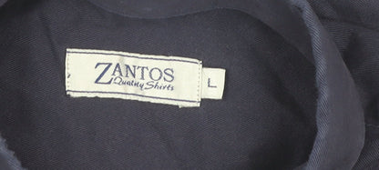 Zantos Men's Navy Cotton Button-Up Shirt - Size L