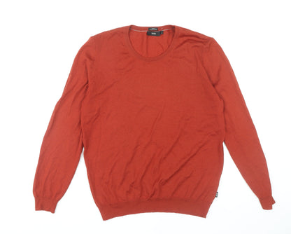 Boss Men's Red Slim Fit Wool Pullover Jumper L