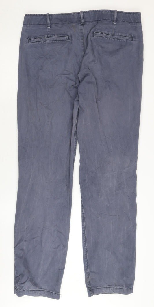 Gap Men's Blue Chino Trousers, Size 36L, Button Closure