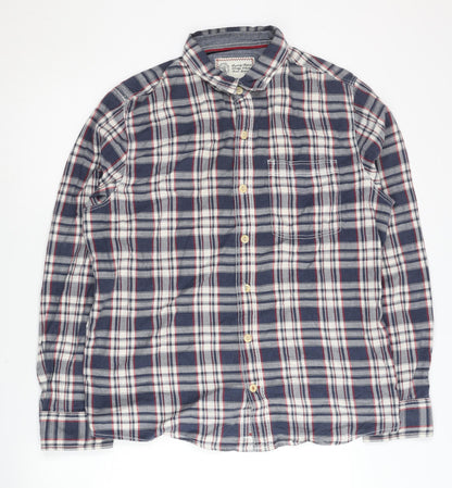 Fat Face Men's Blue Plaid Shirt, Size L, Long Sleeve Casual