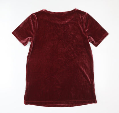 Lands' End Women's Red Velvet T-Shirt XS