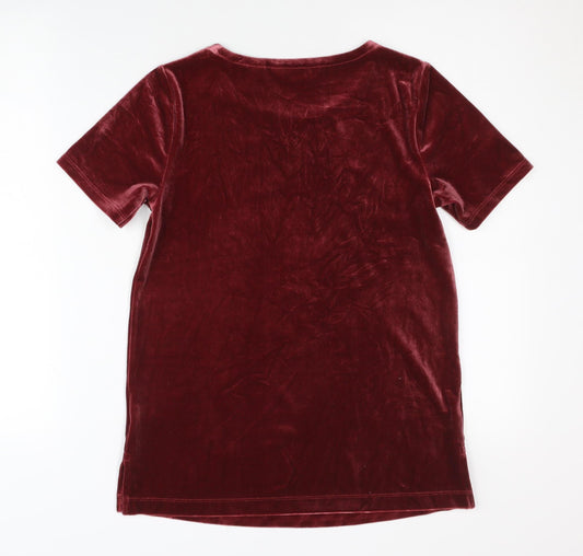 Lands' End Women's Red Velvet T-Shirt XS