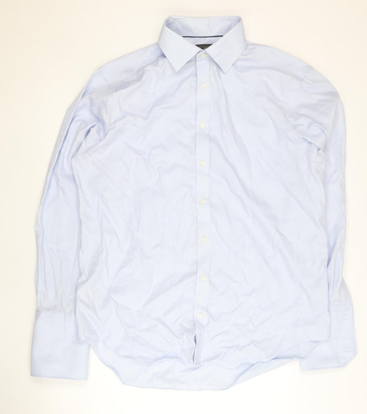 Mens UK Collar Size XL Marks and Spencer Smart Blue  Dress Shirt