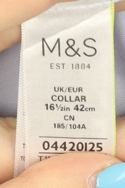 Mens UK Collar Size XL Marks and Spencer Smart Blue  Dress Shirt
