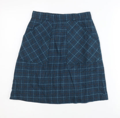 Charlotte Halton Women's Blue Check A-Line Skirt, Size 10