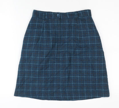 Charlotte Halton Women's Blue Check A-Line Skirt, Size 10