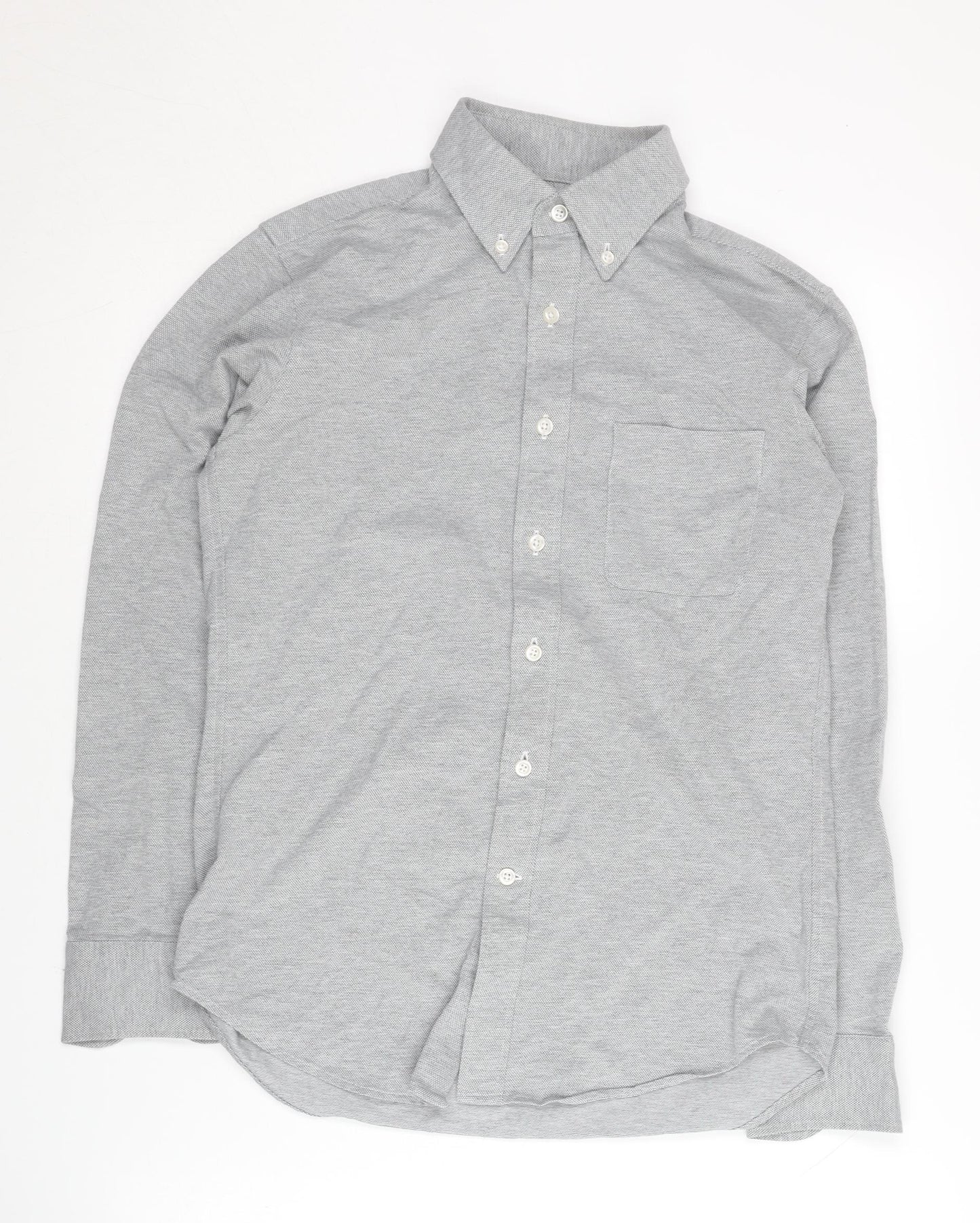 UNIQLO Men's Grey Slim Fit Button-Up Shirt XS