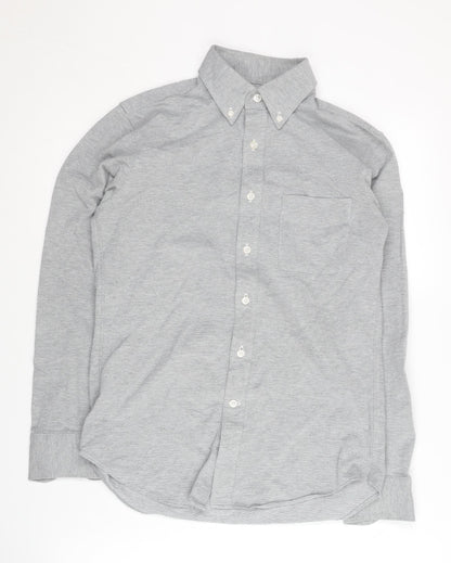 UNIQLO Men's Grey Slim Fit Button-Up Shirt XS