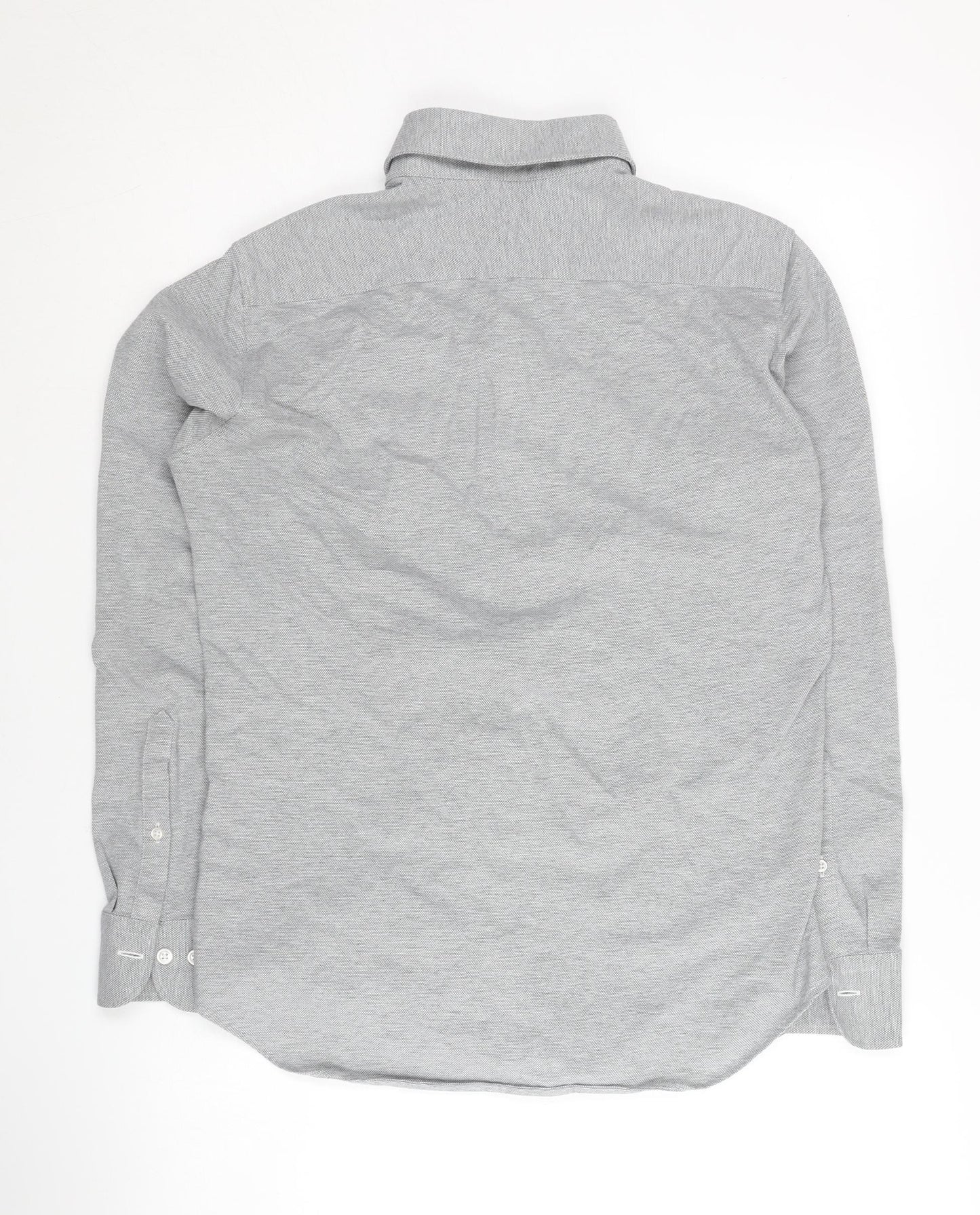 UNIQLO Men's Grey Slim Fit Button-Up Shirt XS