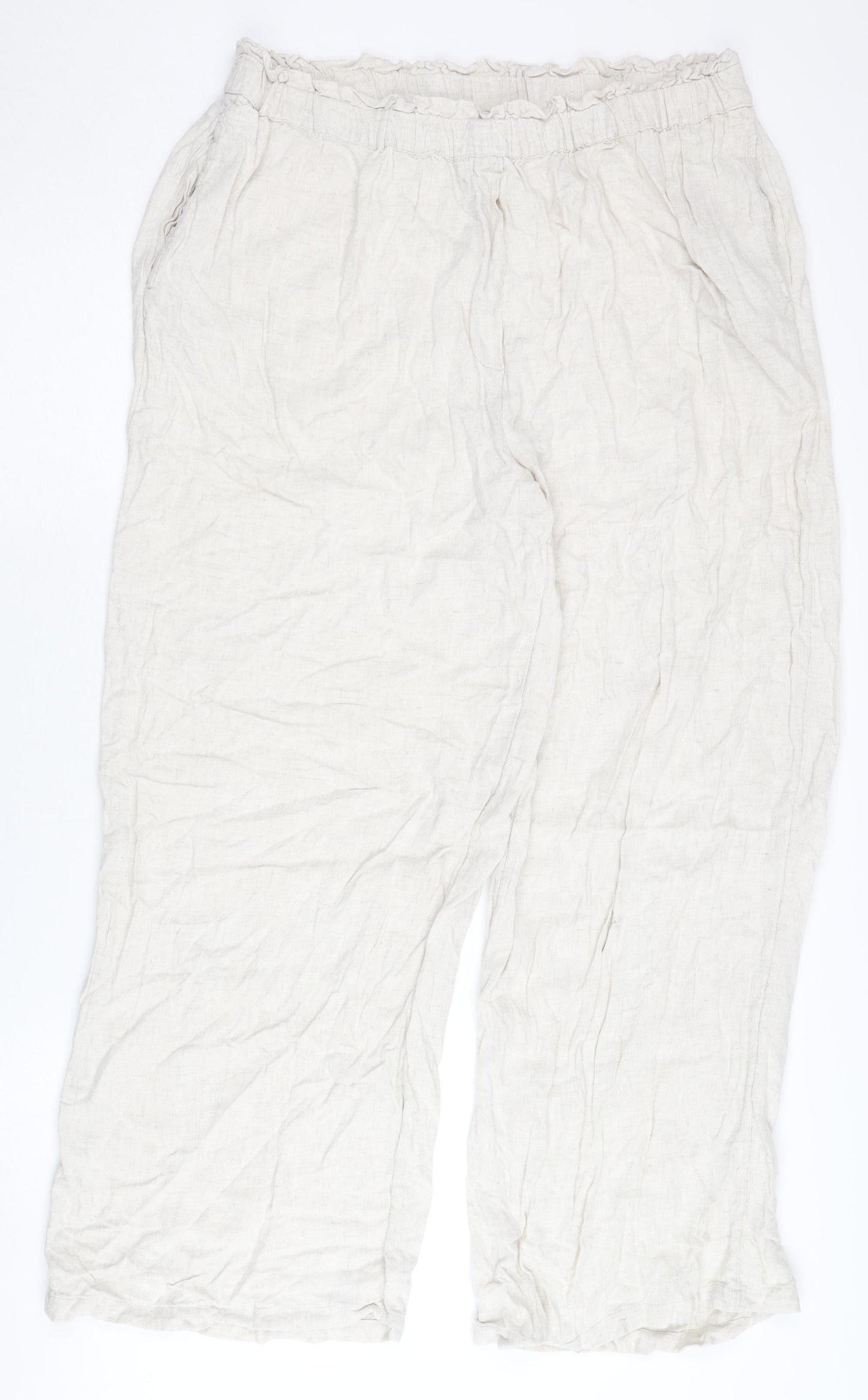 River Island Women's Ivory Wide-Leg Trousers L