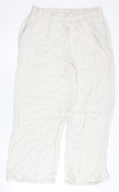 River Island Women's Ivory Wide-Leg Trousers L