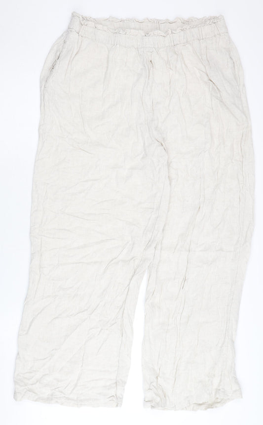 River Island Women's Ivory Wide-Leg Trousers L