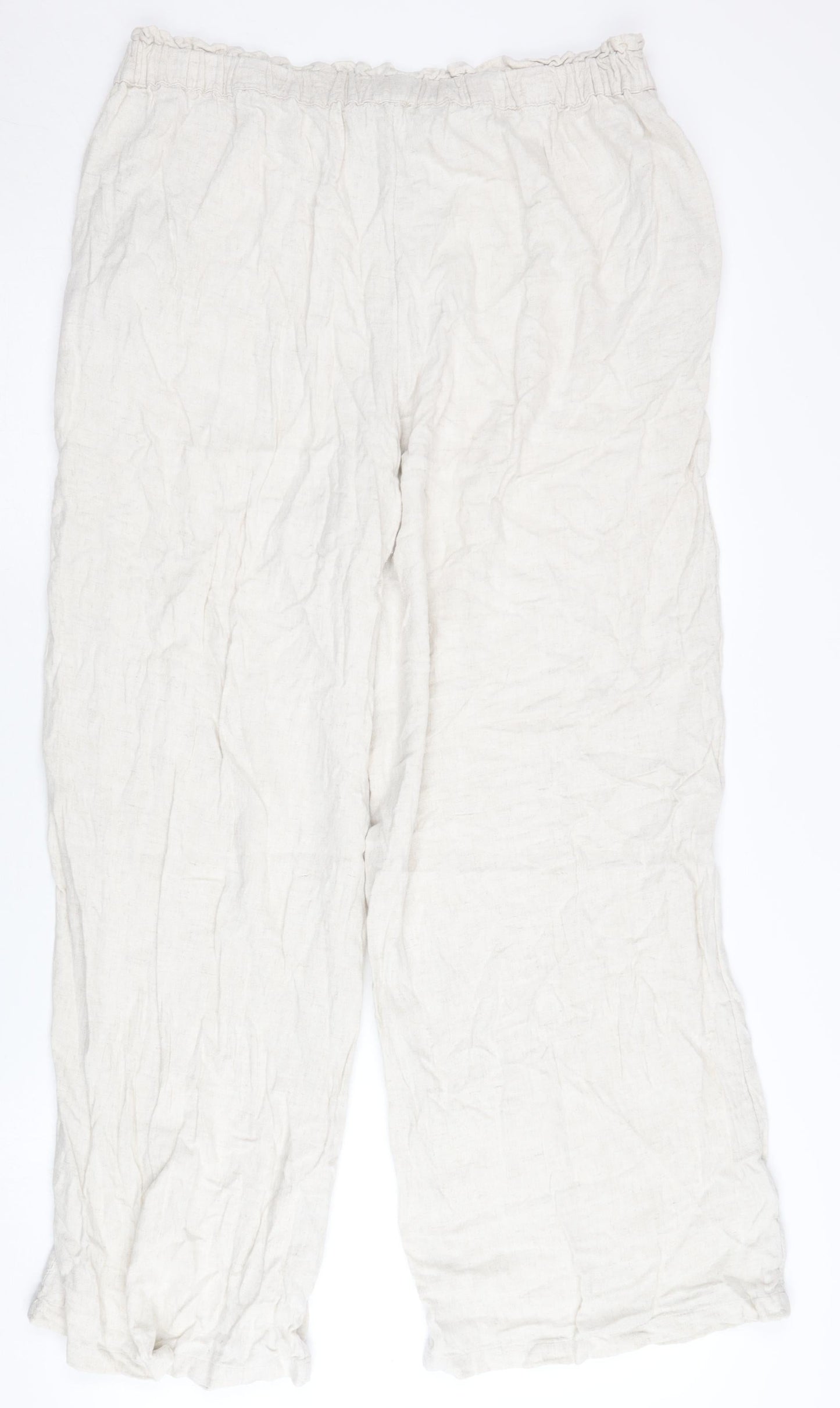 River Island Women's Ivory Wide-Leg Trousers L