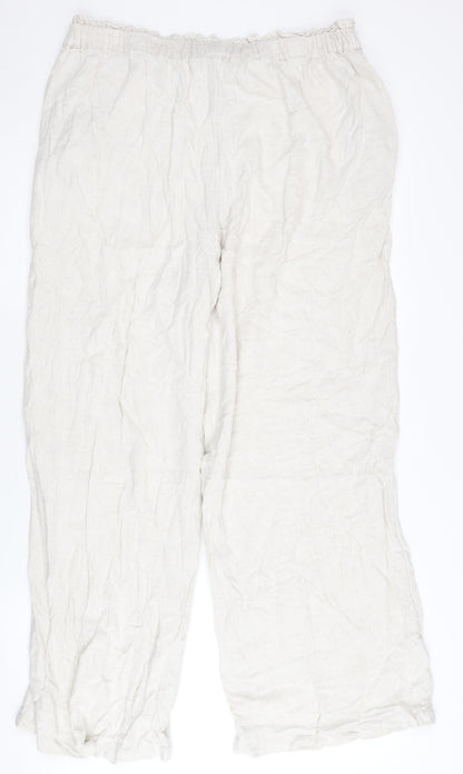 River Island Women's Ivory Wide-Leg Trousers L