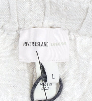 River Island Women's Ivory Wide-Leg Trousers L