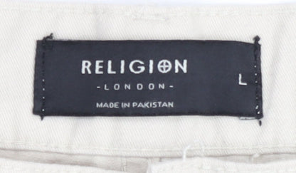 Religion Men's Beige Cargo Shorts Large