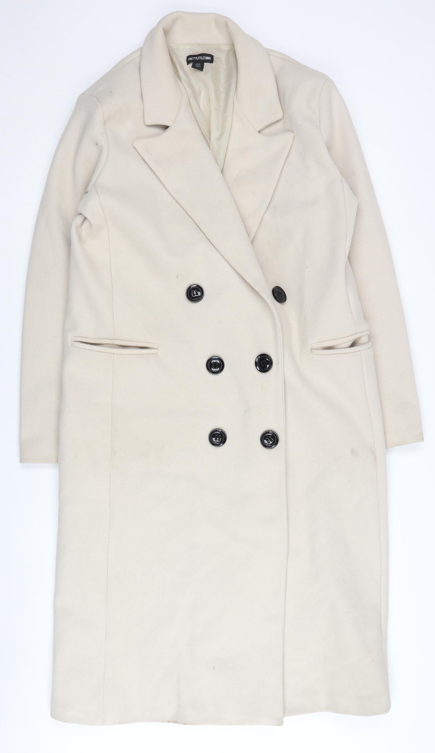 Womens UK Size 10 PRETTYLITTLETHING Beige Overcoat
