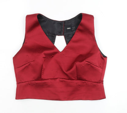 Womens UK Size 10 ASOS Red Cropped Blouse
