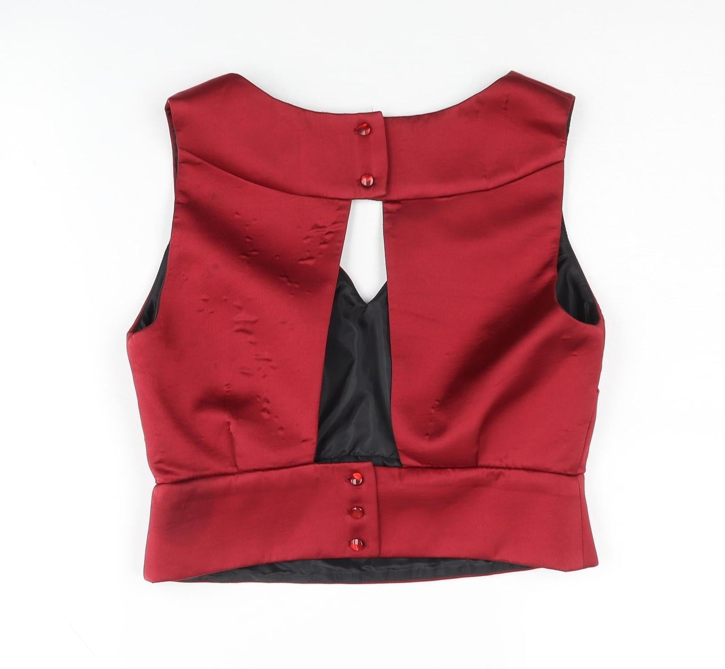 Womens UK Size 10 ASOS Red Cropped Blouse