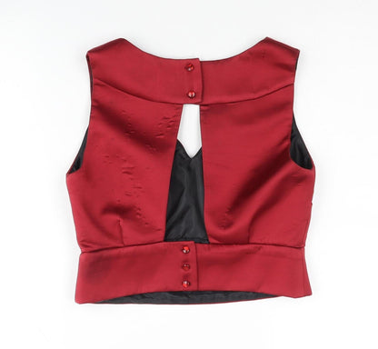 Womens UK Size 10 ASOS Red Cropped Blouse