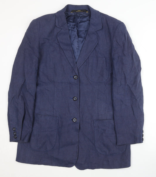 Marks and Spencer Women's Blue Linen Blazer Size 12