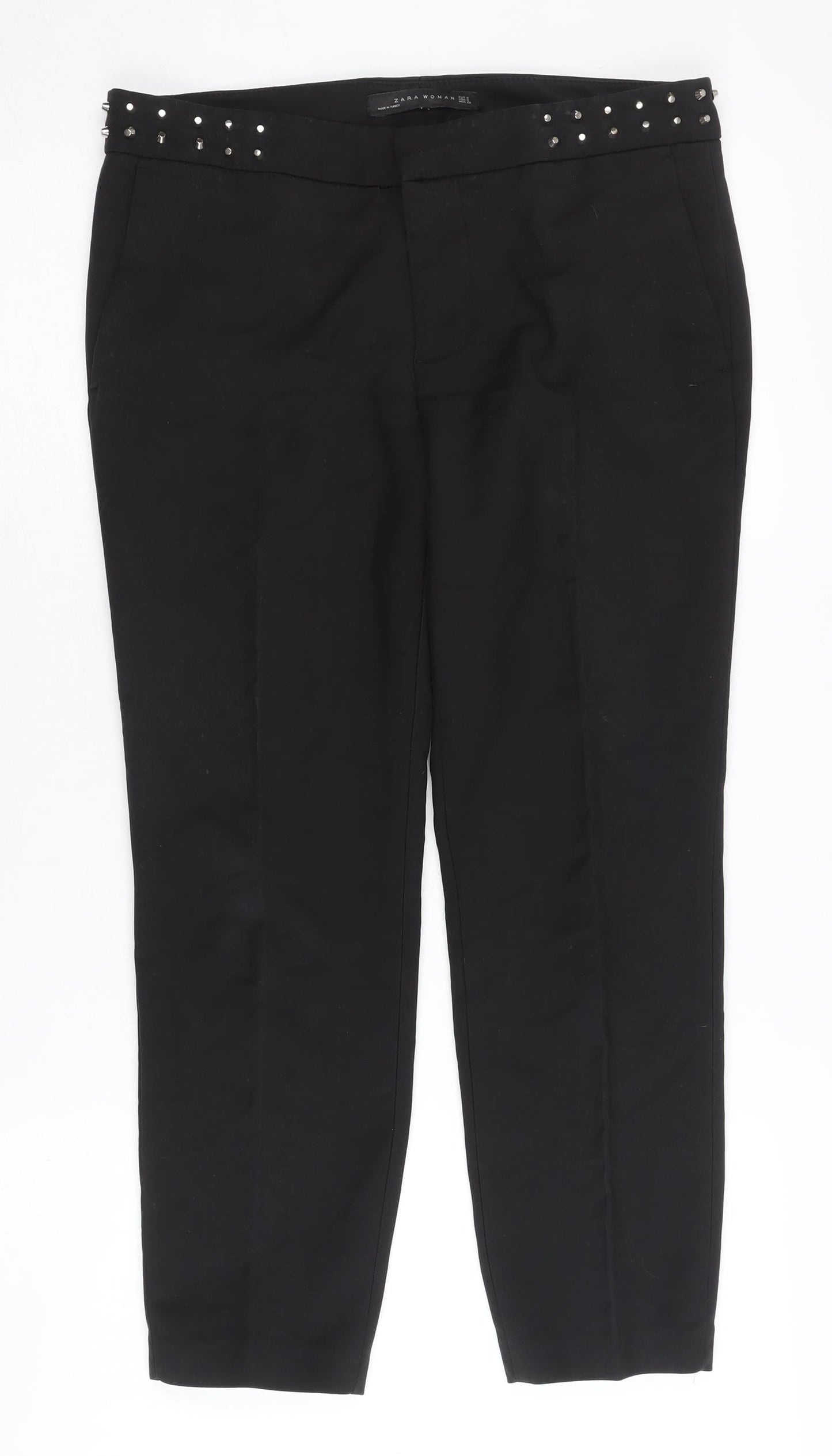 Womens UK Size S Zara Woman Regular Fit Casual Business Black Trousers
