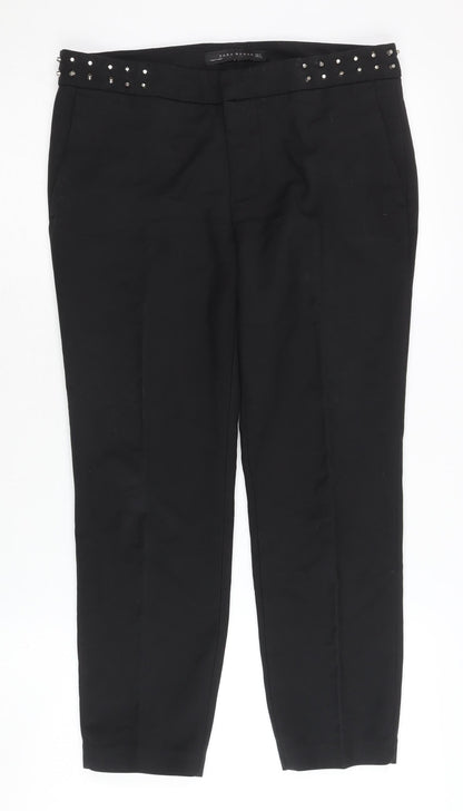 Womens UK Size S Zara Woman Regular Fit Casual Business Black Trousers